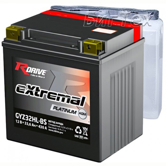 Мото аккумулятор RDrive PLATINUM GYZ32HL-BS AGM...