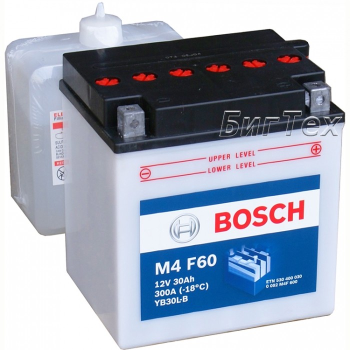 Мото аккумулятор BOSCH M4 F60 30 Ач (YB30L-B)