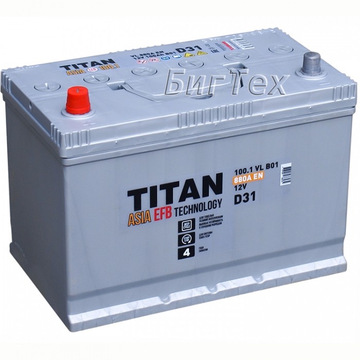 Аккумулятор автомобильный TITAN ASIA EFB 100Ah