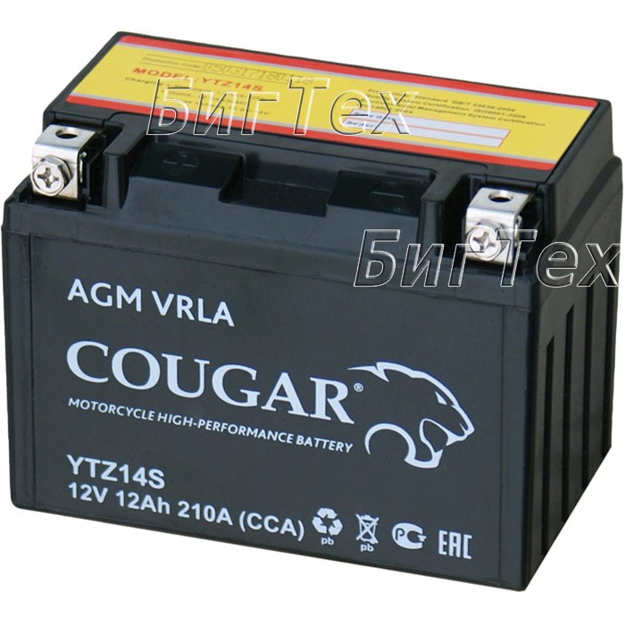 Мото аккумулятор COUGAR YTZ14S AGM VRLA 12 Ач