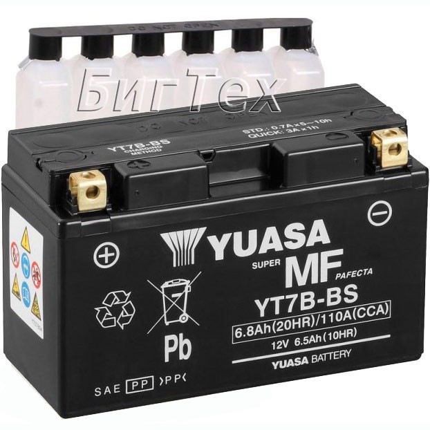 Мото аккумулятор YUASA AGM YT7B-BS 6.8 Ач