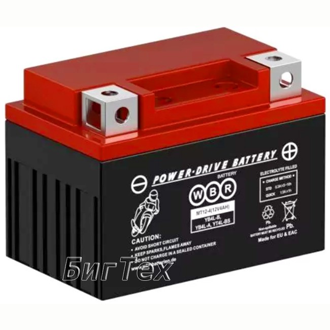 Мото аккумулятор WBR SMT12-4 AGM 4 Ач (YTX4L)
