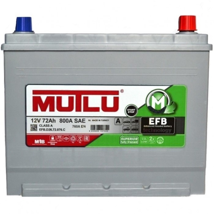 Аккумулятор автомобильный MUTLU EFB 72Ач 760А