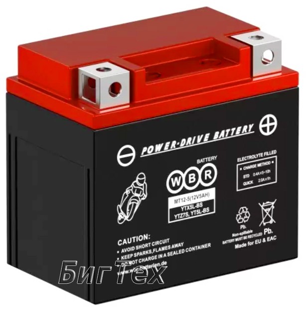 Мото аккумулятор WBR SMT12-5 AGM 5 Ач (YTX5L)