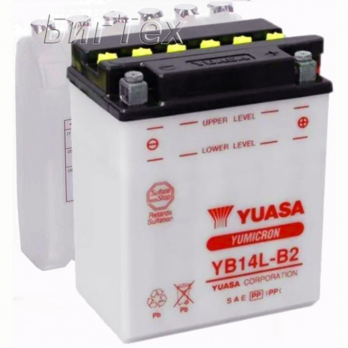 Мото аккумулятор YUASA YB14L-B2, 14.7Ah