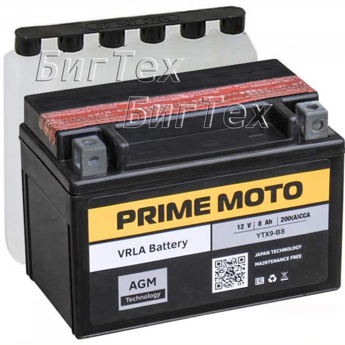 Мото аккумулятор PRIME MOTO PTX9-BS AGM 8 Ач