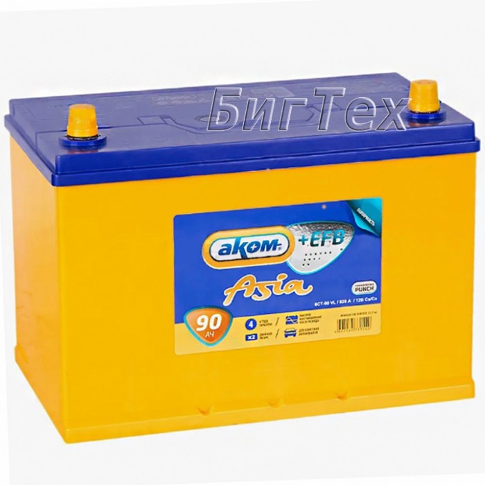 Аккумулятор автомобильный АКОМ EFB ASIA 90Ач 850A