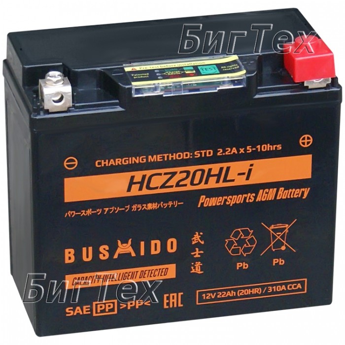 Мото аккумулятор BUSHIDO HCZ20HL-i 22 Ач...
