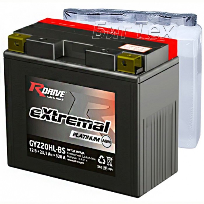 Мото аккумулятор RDrive PLATINUM GYZ20HL-BS AGM...