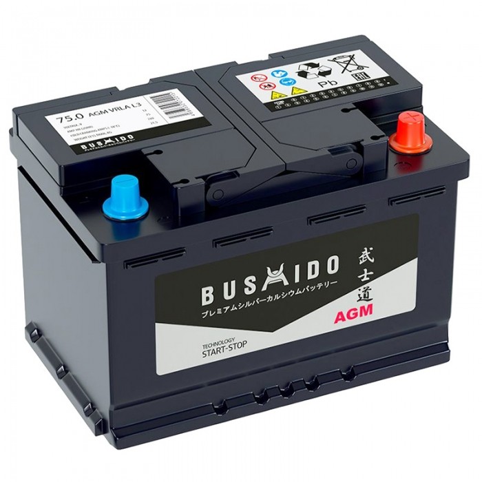 Аккумулятор автомобильный BUSHIDO AGM Start...