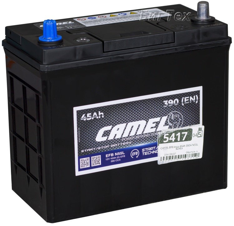 Аккумулятор автомобильный CAMEL EFB Asia 45Ач...
