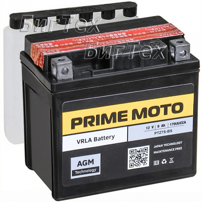 Мото аккумулятор PRIME MOTO PTZ7S AGM 6 Ач