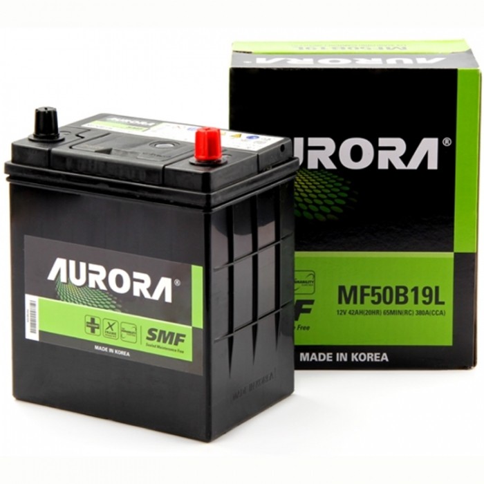 Аккумулятор автомобильный AURORA JIS MF50B19L 42Ah