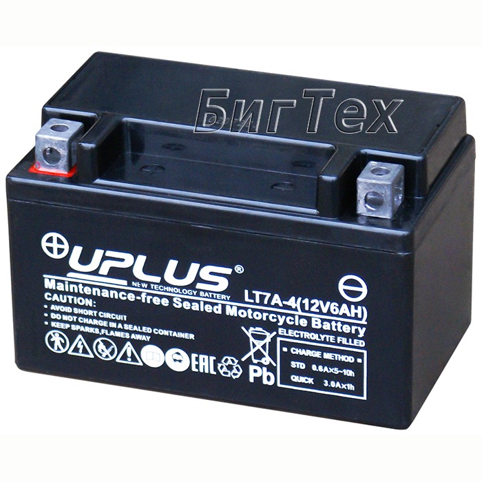 Мото аккумулятор Uplus LT7A-4 AGM 6 Ач...