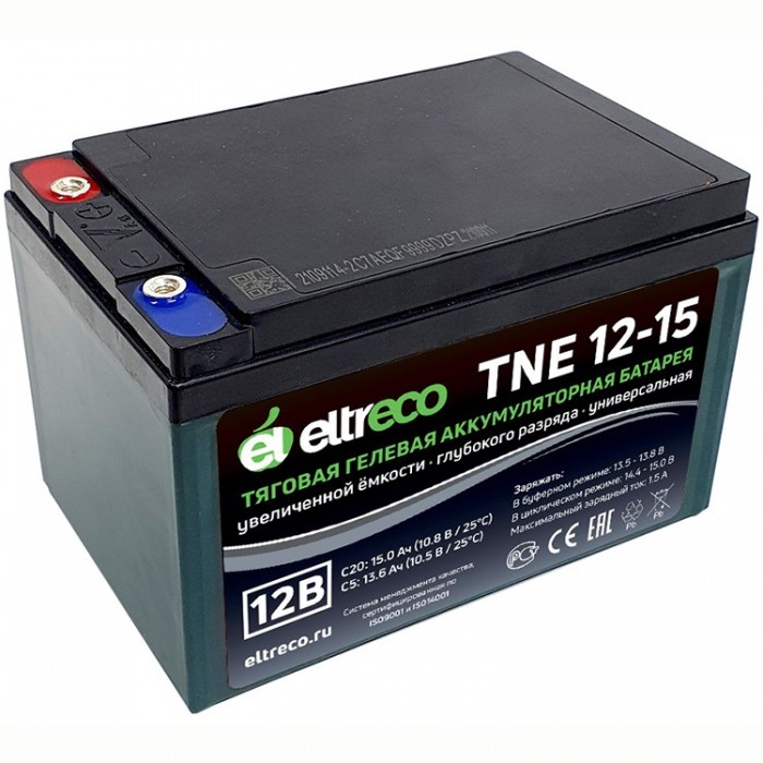 Аккумулятор тяговый Eltreco TNE 12-15, 15 Ah...