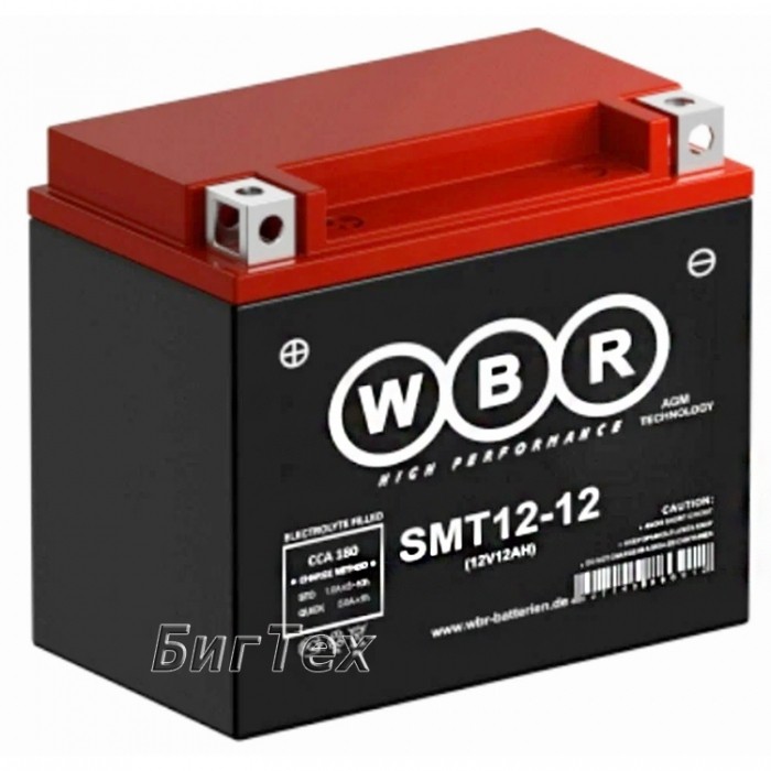 Мото аккумулятор WBR SMT12-12 YTX12-BS AGM 12...