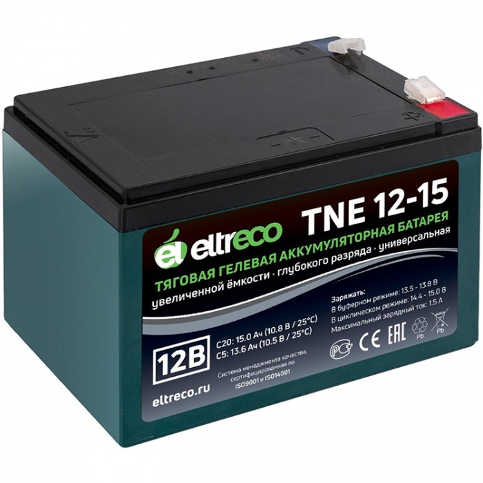Аккумулятор тяговый Eltreco TNE12-15, 15 Ah...