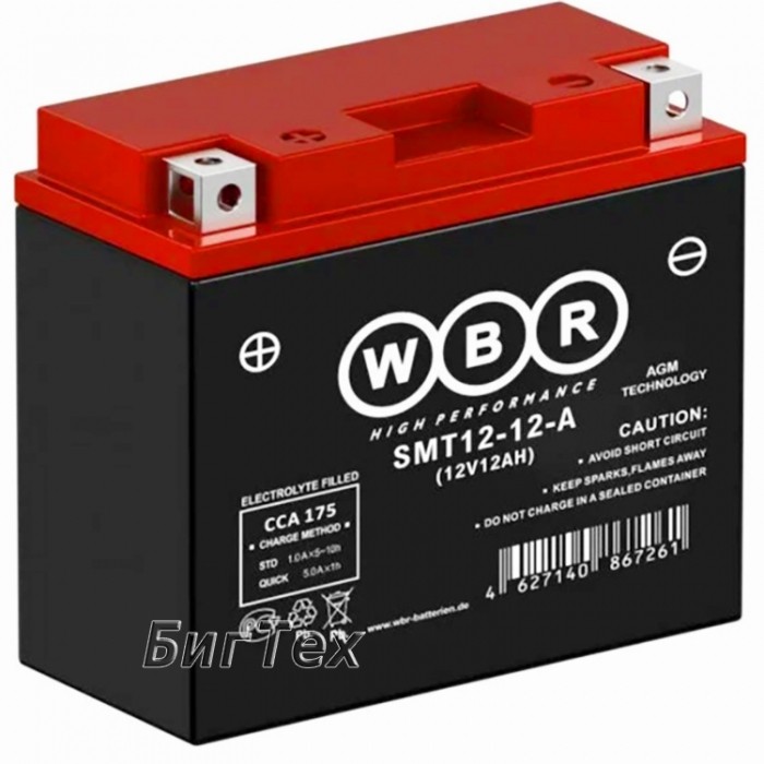 Мото аккумулятор WBR SMT12-12-A AGM YT12B-BS 12...