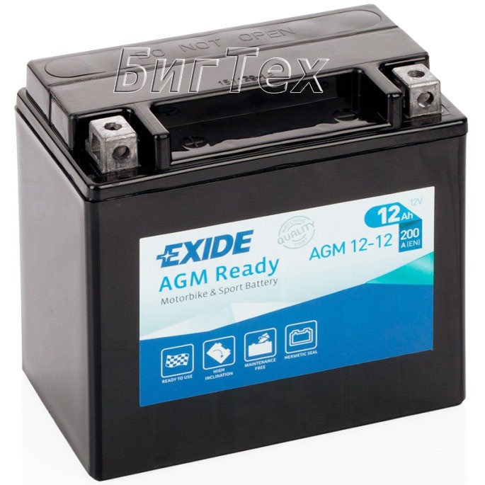 Мото аккумулятор EXIDE AGM 12-12, 12 Ач (YTX14-BS)