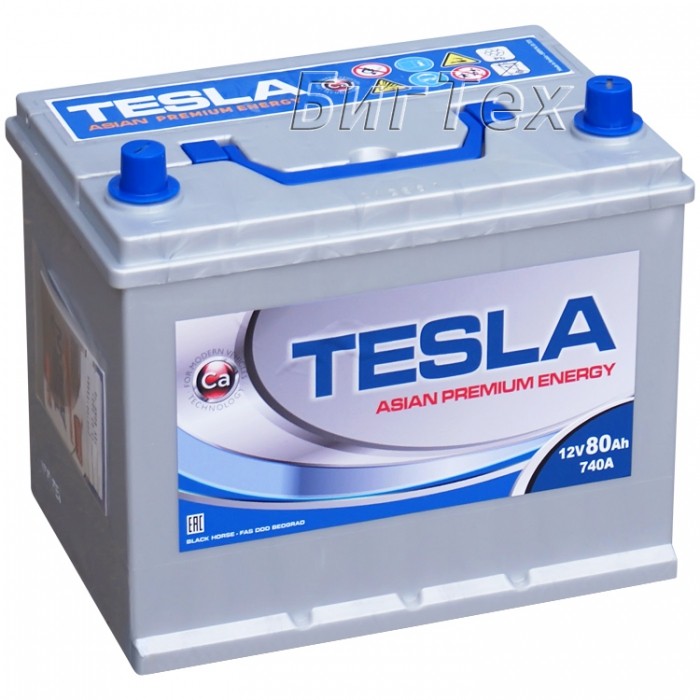 Аккумулятор автомобильный TESLA ASIAN 80 Ач