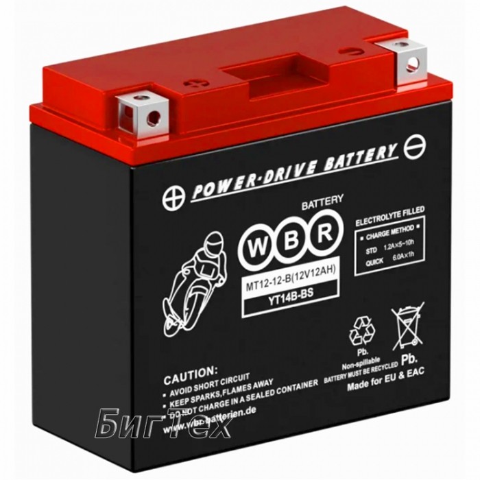 Мото аккумулятор WBR SMT12-12-B AGM YT14B-BS 12...