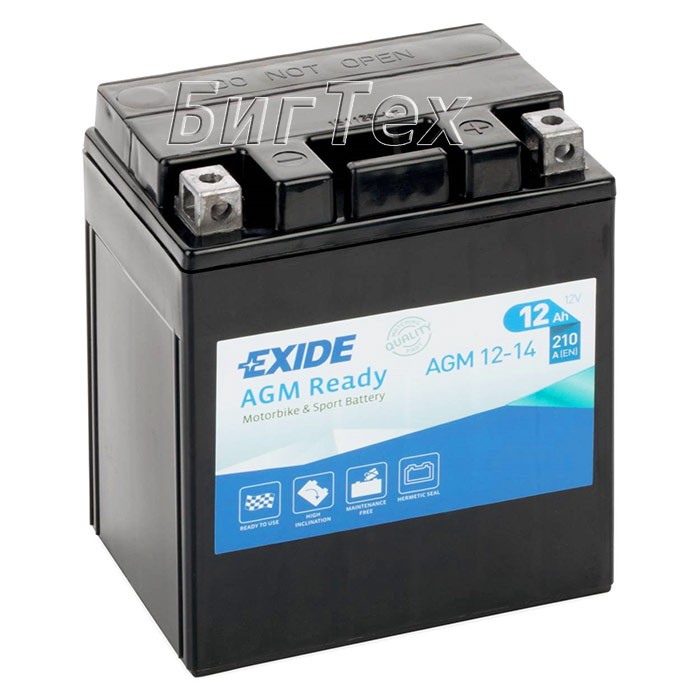 Мото аккумулятор EXIDE AGM 12-14, 12 Ач (YTX14AHL)