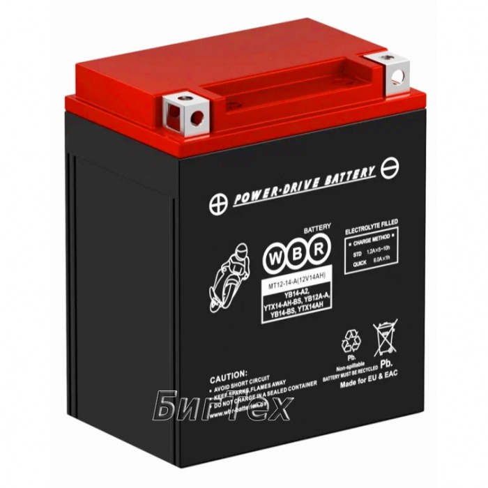 Мото аккумулятор WBR SMT12-14-A AGM YTX14AH-BS...