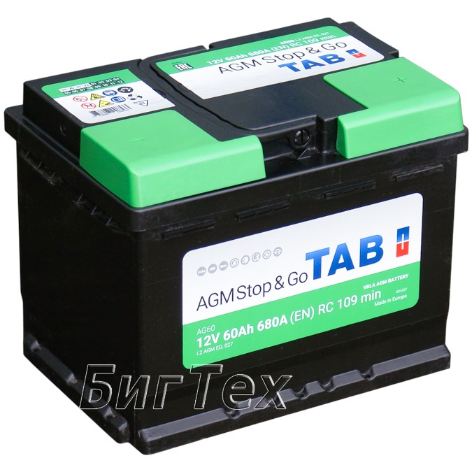 Аккумулятор автомобильный TAB AGM Stop Go L2,...