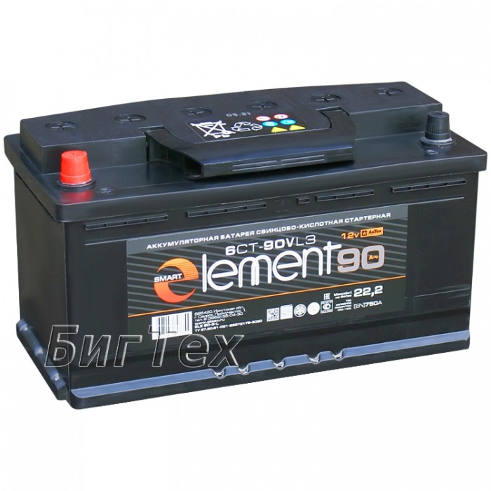 Аккумулятор автомобильный Smart Element 90 Ач...
